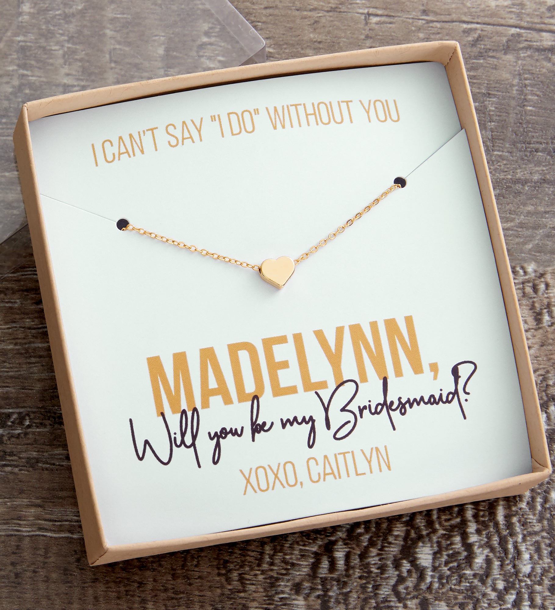 Bridesmaid Necklace With Personalized Message Card